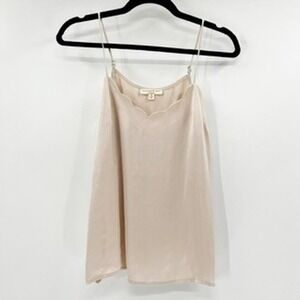 Current Air Los Angeles Scalloped Camisole Top Beige Satin Feel XS